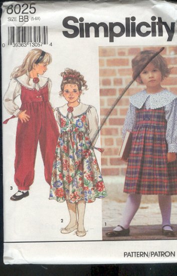 Simplicity Sewing Pattern 8025 Girl's Fancy Blouse, Jumper and Jumsuit, Size 5-6X