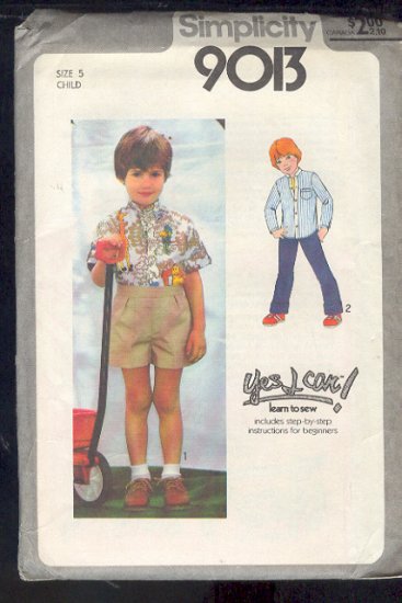 Simplicity Sewing Pattern 9013 Short and Long Sleeved Shirt, Boys Size 5