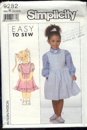Simplicity Sewing Pattern 9282 Girl's Blouse and Jumper, Size 3-6