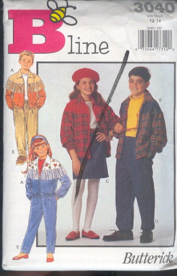 Butterick Sewing Pattern 3040 Kids Jacket, Skirt and Pant, Size 12 - 14