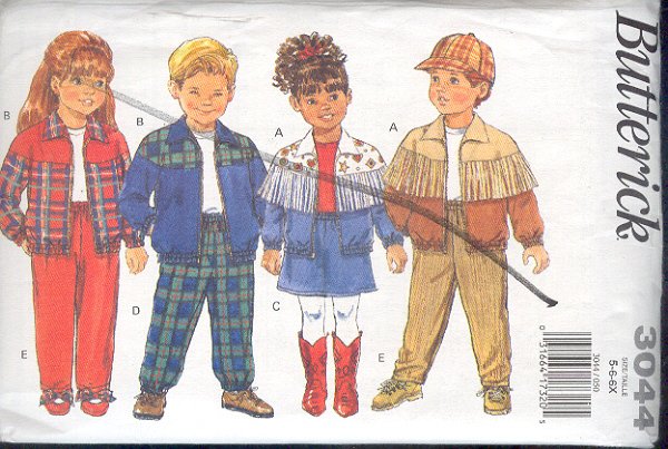 Butterick Sewing Pattern 3044 Child's Jacket, Pants and Skirt, Size 5 6 6X