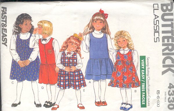 Butterick Sewing Pattern 4330 Dress with three variations, Size 5 6 6x