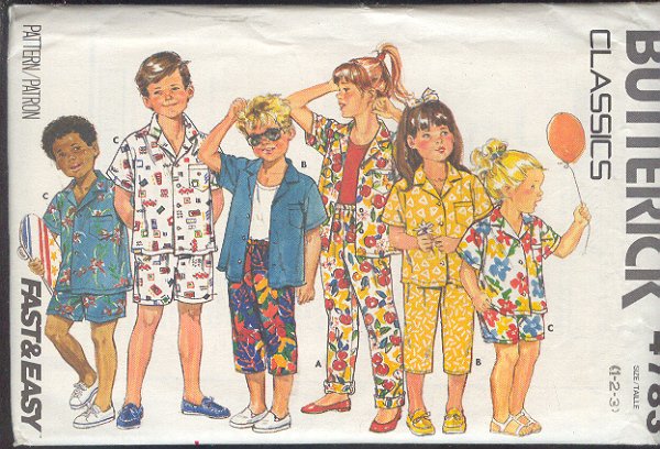 Butterick Sewing Pattern 4783 Shirt, Shorts and Pants and two lengths Size 1 2 3