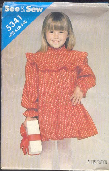 Butterick Sewing Pattern 5341 Girl's cute dress, Size 2 3 4