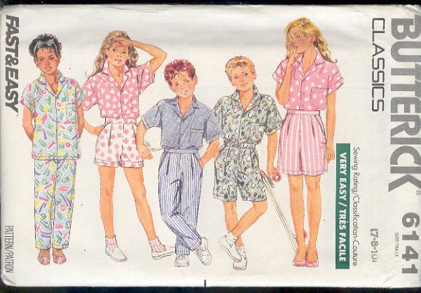 Butterick Sewing Pattern 6141 Shirt, Pants and Shorts for sizes 7 8 10
