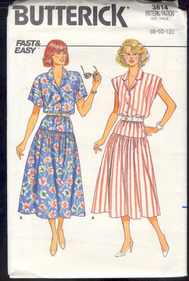 Butterick Sewing Pattern 3814, Blouse and Skirt with variations, Size 8 - 12