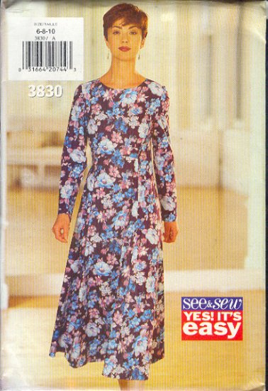 Butterick Sewing Pattern 3830 Classic Dress Sizes 6 8 10