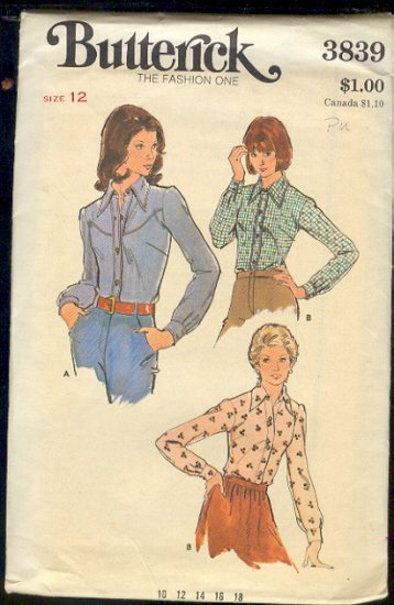 Butterick Sewing Pattern 3839 Classic Shirt for Women, Size 12