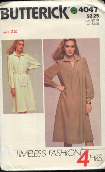Butterick Sewing Pattern 4047 Full dress with belt, Size 22