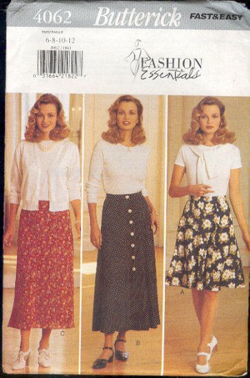 Butterick Sewing Pattern 4062 Skirts inthree fullness, from Fashion Essentials, Size 6 - 12