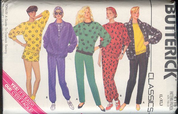 Butterick Sewing Pattern 4118 Sweats, Top, Pants and Shorts, Sizes 16 - 22
