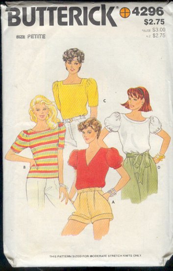 Butterick Sewing Pattern 4296 Pretty Blouse with several variations, Size 6