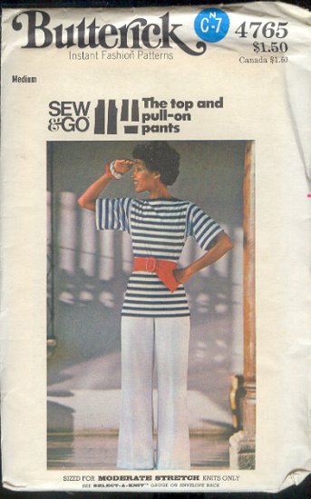 Butterick Sewing Pattern 4765 Tunic top and wideleg pand, Size 12-14