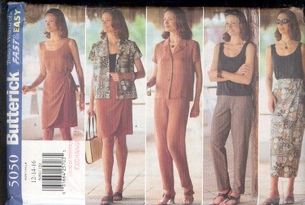 Butterick Sewing Pattern 5050 Shirt, Skirt, Tank Top and Pants, Size 12 14 16