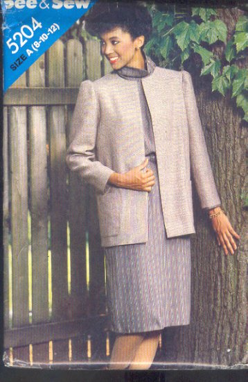 Butterick Sewing Pattern 5204 Classic Box Jacket over long sleeve dress, Size 8 -12