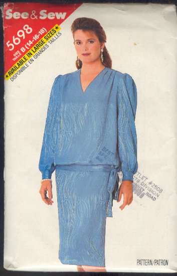 Butterick Sewing Pattern 5698 Blasoon top on straight skirt, Siex 14 - 18