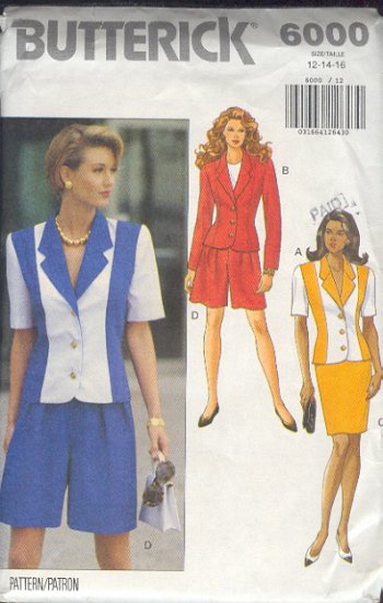 Butterick Sewing Pattern 6000 Jacket, Skirt and Shorts