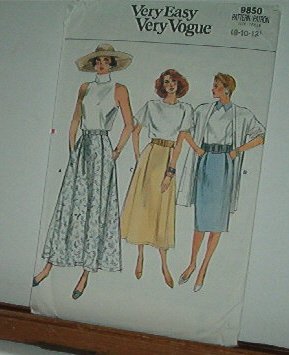Vogue Sewing Pattern 9850 Three Skirts, Sizes 8 10 12