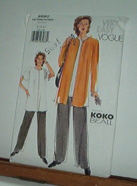 Vogue Sewing Pattern 9980 by Koko Bealle, Petite Jacket, Top and Pants, Size 8 10 12