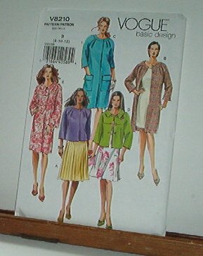 Vogue Sewing Pattern 8210 Unlined Jacket and Coat, Sizes 8 10 12