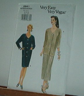 Vogue Sewing Pattern 8941 Dress, Skirt and Jacket/Tunic, Size 8 10 12