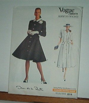 Vogue Sewing Pattern 2016 Oscar de la Renta Dress size 12 14 16
