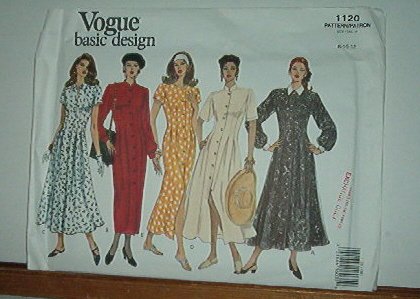 Vogue Sewing Pattern 1120 Five Dresses, Size 8 10 12