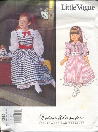 Vogue Sewing Pattern 1292 Fancy Girl's Dress by Madame Alexander, Size 5 6 6X