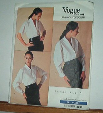 Vogue Sewing Pattern 2091 Blouses from Perry Ellis, Size 8 10 12