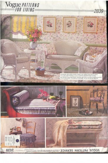 Vogue Sewing Pattern 2039 Home Accessories, Cushion, One size
