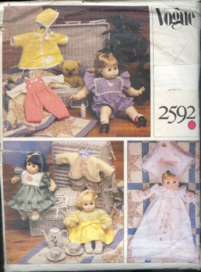 Vogue Sewing Pattern 2592, Baby Doll Clothes for 13" and 18/20" dolls,
