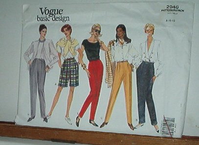 Vogue Sewing Pattern 2946 Shorts and Pants with variations, Size 8 10 12