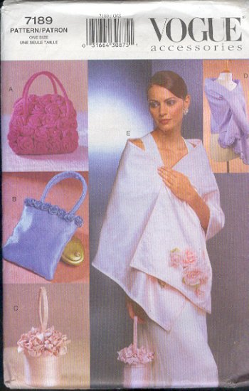 Vogue Sewing Pattern 7189 Two Stoles and three sweet handbags. One size