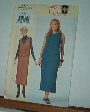 Vogue Sewing Pattern 7274 Petite Jumper and Dress, Size 32 - 36" bust