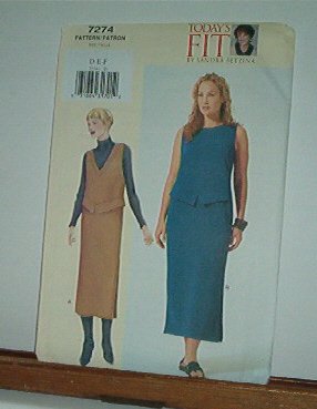 Vogue Sewing Pattern 7274 Dress and Jumper, Petite, Size 38 - 43" bust