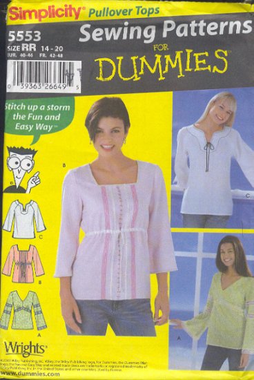 Simplicity Sewing Pattern 5553 Pretty top in three versions, Sizes 6 - 12