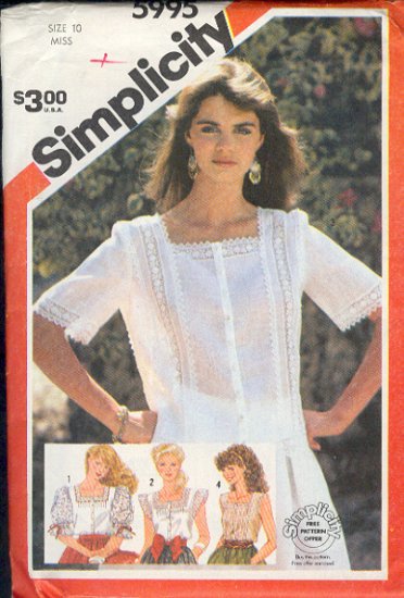 Simplicity Sewing Pattern 5995 Pretty Blouses, Sizes 10