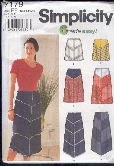 Simplicity Sewing Pattern 7179 Skirt, six versions, Sizes 12 - 18