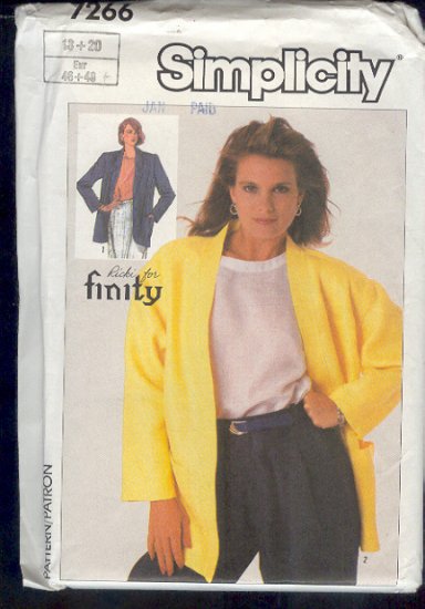 Simplicity Sewing Pattern 7255 Handsome Jacket, Size 18 20