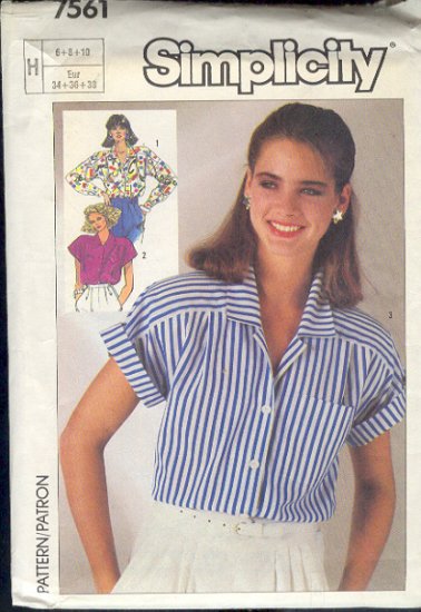 Simplicity Sewing Pattern 7561 Blouse, three versions, Size 8 10 12