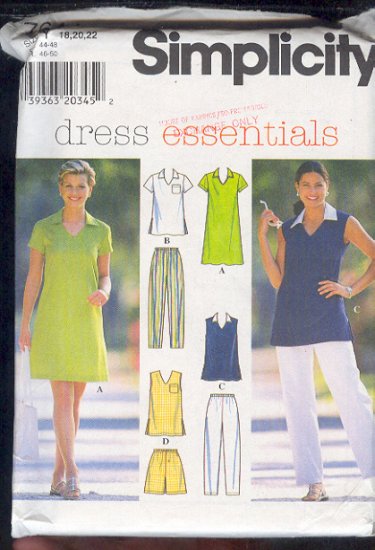 Simplicity Sewing Pattern 7644 Two Tops, dress, shorts and pants, Size 12 - 22