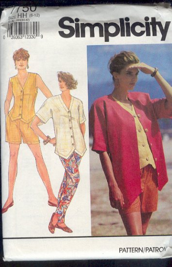 Simplicity Sewing Pattern 7750, Top/Jacket, shorts and pants, Size 6-12