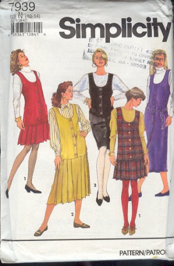 Simplicity Sewing Pattern 7939 Jumper with five variations, Size 10 - 14