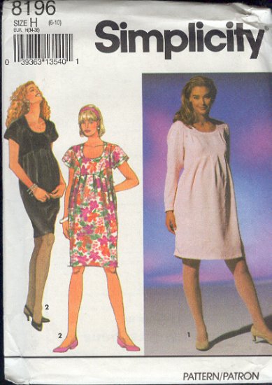 Simplicity Sewing Pattern 8196 Maternity Dress, Size 6 - 10