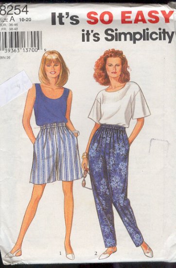 Simplicity Sewing Pattern 8254 Top, Tank Top, Shorts and Pants, Sizes 10 - 20