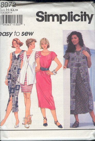Simplicity Sewing Pattern 8972 Dress and Duster and vest top, size 6 8 10