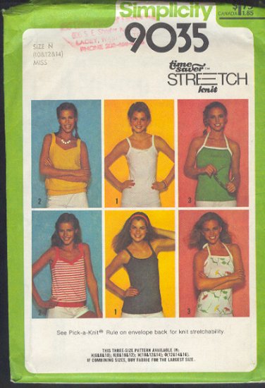 Simplicity Sewing Pattern 9035, Six summer stretch knit stops, Size 14