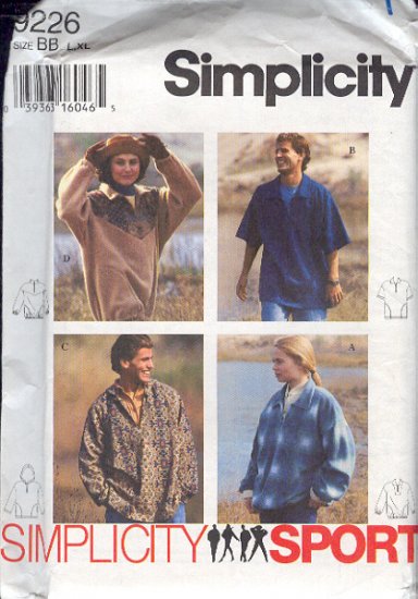 Simplicity Sewing Pattern 9226 Pullover shirt good for fleece, Size 42 - 48