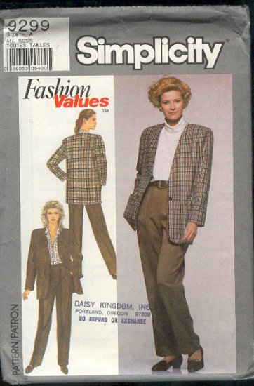 Simplicity Sewing Patttern 9200 Jacket and Patns, Sizes 8-18