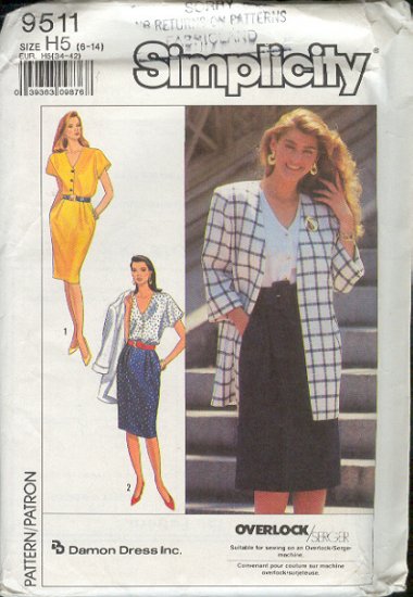 Simplicity Sewing Pattern 9511 Dress and Jacket, Sizes 8 - 14